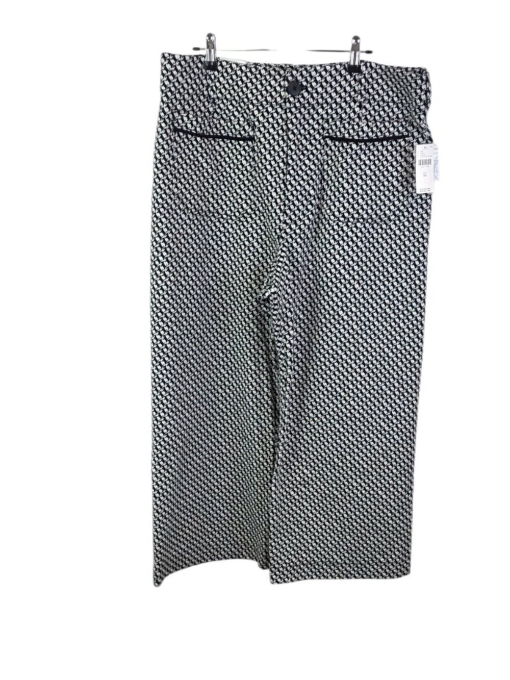 Anthropologie Maeve The Colette Knit Crop Wide-Leg Pants, Ivory, Black, Dog, 34